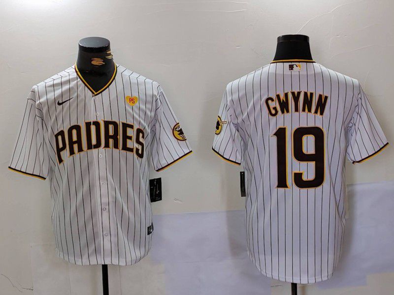Men San Diego Padres #19 Gwynn White Stripe Game 2024 Nike MLB Jersey style 4->san diego padres->MLB Jersey